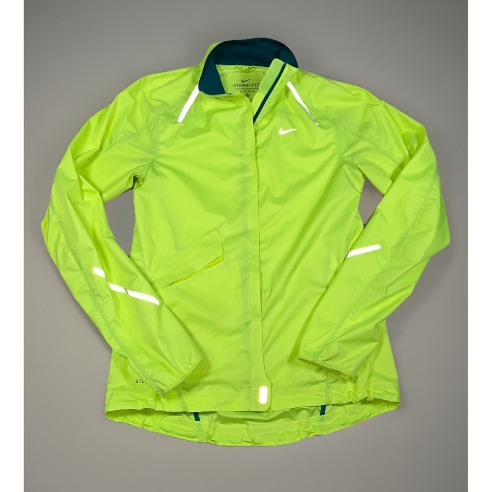 NIKE Women's XS StormFly Lightweight Reflective Rain‎ Jacket Zest Neon Yellow